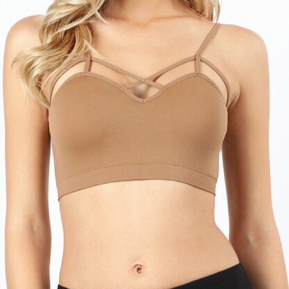 Bralette coffee color, front cross laced